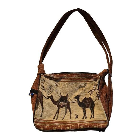 Kapteks Handbags - Unique Kapteks Canvas Handbag Camel Zipper Handle Purse